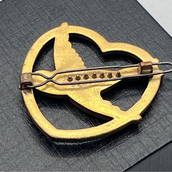 VTG 80’s Golden Heart Bird Hair Clip - Picture 2 of 7